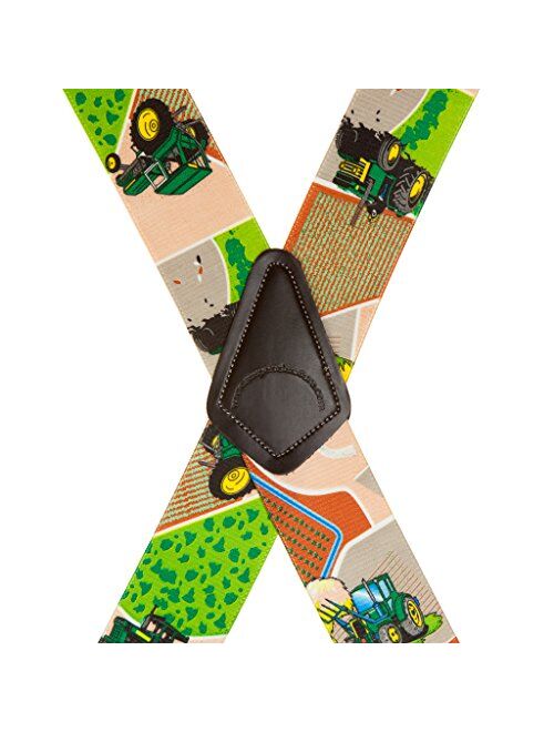 SuspenderStore Men's GREEN TRACTORS 2-Inch Wide Pin Clip Suspenders