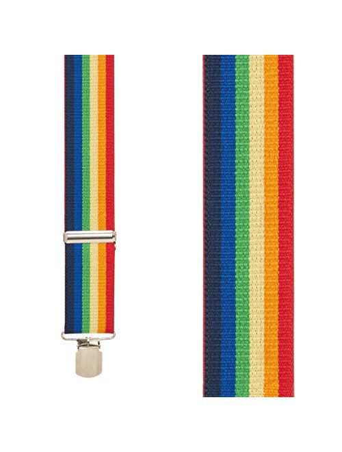 SuspenderStore Men's RAINBOW 2-Inch Wide Pin Clip Suspenders