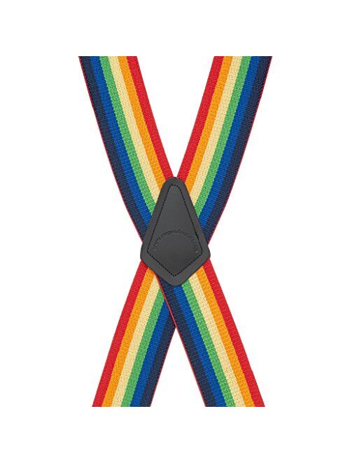 SuspenderStore Men's RAINBOW 2-Inch Wide Pin Clip Suspenders