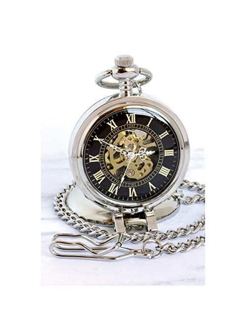 American Coin Treasures Coin Pocket Watch with Skeleton Quartz Movement | Gold Layered Silver Walking Liberty Half Dollar | Genuine U.S. Coin | Sweeping Second Hand, Roman Numerals | Certificate