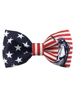 100% Satin Silk Mens Pre-tied Bowtie Stars Stripes American Flag Solid Bow Ties