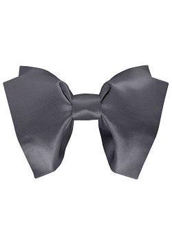 Mens 100% Satin Silk Oversized Pre-tied Bowtie Handmade Solid Formal Tuxedo Big Bow Ties