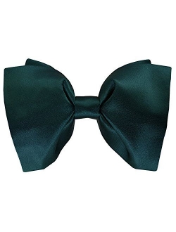 Mens 100% Satin Silk Oversized Pre-tied Bowtie Handmade Solid Formal Tuxedo Big Bow Ties