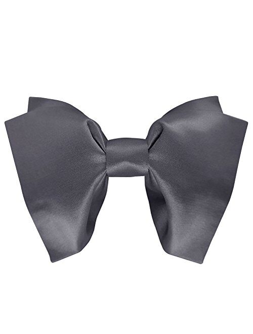 GUUNIEE Mens 100% Satin Silk Oversized Pre-tied Bowtie Handmade Solid Formal Tuxedo Big Bow Ties