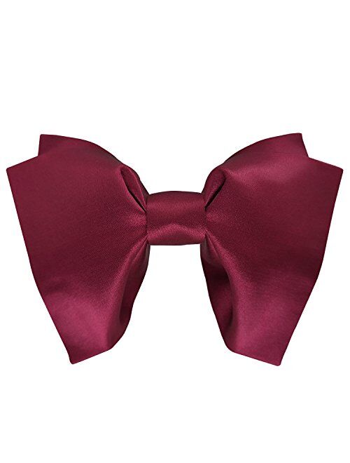 GUUNIEE Mens 100% Satin Silk Oversized Pre-tied Bowtie Handmade Solid Formal Tuxedo Big Bow Ties