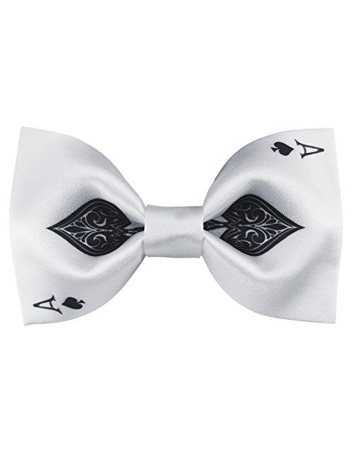 GUUNIEE Mens Satin Silk Bowtie Poker Ace Bow Ties