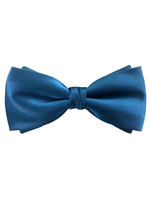 GUUNIEE Mens Matte Satin Bowtie Solid Bow Ties