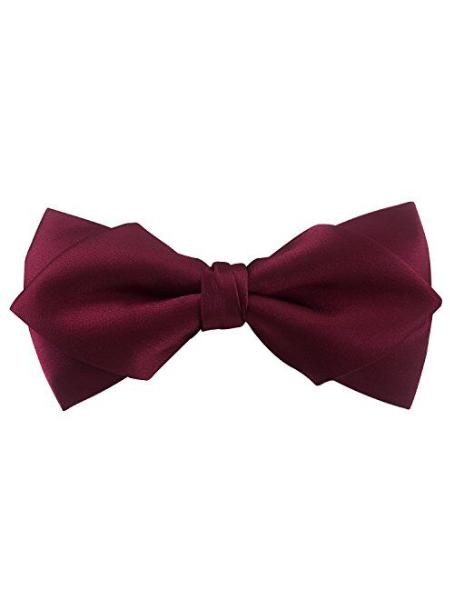 GUUNIEE Mens Matte Satin Bowtie Solid Bow Ties