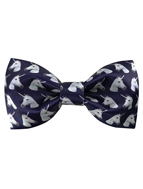 GUUNIEE 100% Satin Silk Mens Pre-tied Bowtie Unicorn Horse Solid Bow Ties