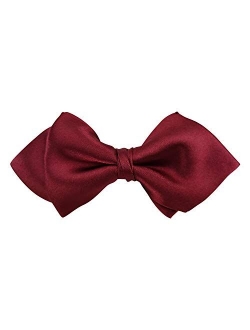 Men's Luxurious Matte 100% Satin Silk Pre-tied Bowtie Solid Diamond Bow Ties