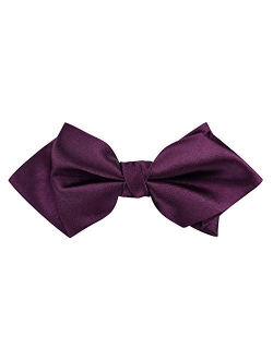 Men's Luxurious Matte 100% Satin Silk Pre-tied Bowtie Solid Diamond Bow Ties