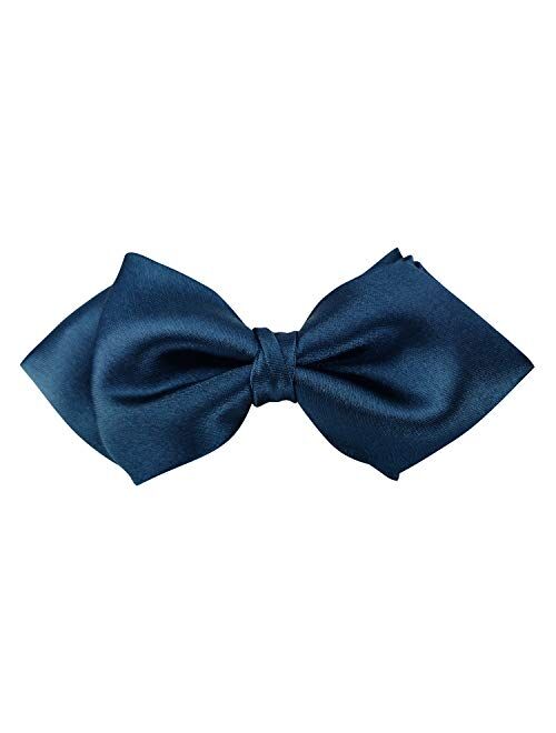 GUUNIEE Men's Luxurious Matte 100% Satin Silk Pre-tied Bowtie Solid Diamond Bow Ties