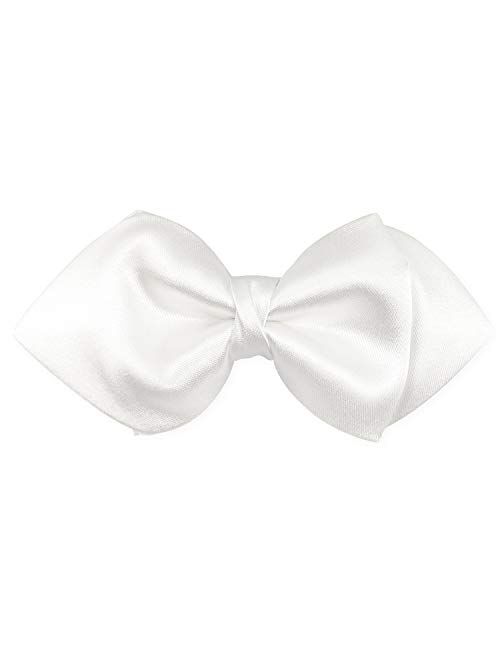 GUUNIEE Men's Luxurious Matte 100% Satin Silk Pre-tied Bowtie Solid Diamond Bow Ties