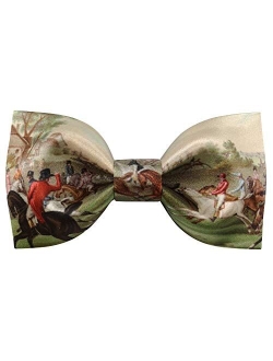 Men's 100% Satin Silk Racehorse Bow Ties Pre-tied Solid Horse Racing Bowtie