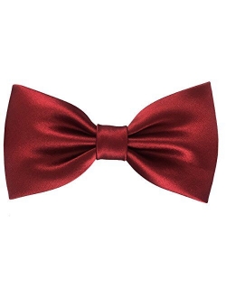 Mens 100% Silk Pre-tied Bowtie Solid Bow Ties