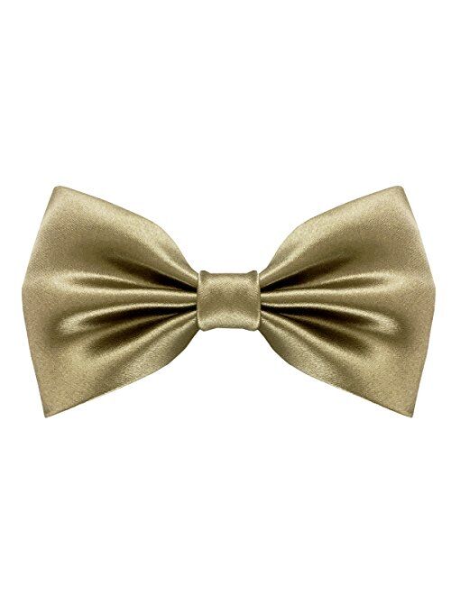 GUUNIEE Mens 100% Silk Pre-tied Bowtie Solid Bow Ties