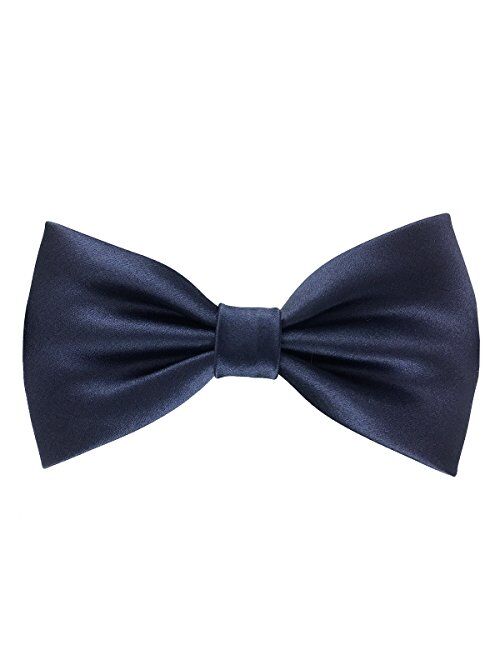 GUUNIEE Mens 100% Silk Pre-tied Bowtie Solid Bow Ties