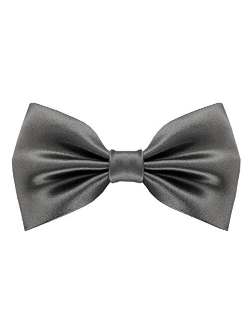 GUUNIEE Mens 100% Silk Pre-tied Bowtie Solid Bow Ties