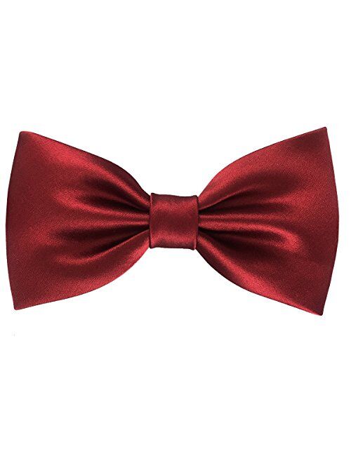 GUUNIEE Mens 100% Silk Pre-tied Bowtie Solid Bow Ties