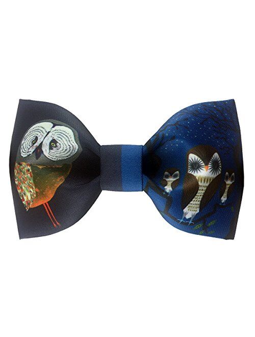 GUUNIEE 100% Satin Silk Mens Pre-tied Bowtie Solid Bow Ties-Animal Series