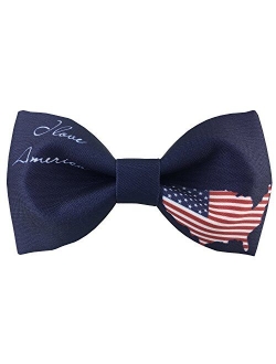 100% Satin Silk Mens Bowtie Stars Stripes American Flag United States Map Bow Ties