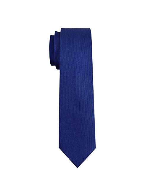 GUUNIEE Mens Exquisite Woven 100% Silk Solid Plain Tie Wedding Business Formal Necktie 6-8CM