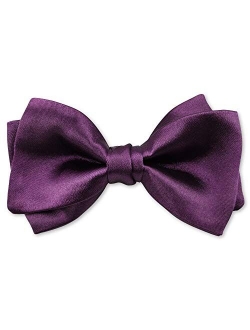 Mens 100% Satin Silk Formal Plain Pre-tied Bowtie Solid Imitation Self Bow Ties