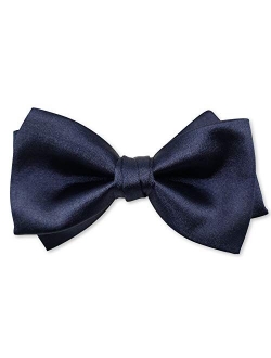 Mens 100% Satin Silk Formal Plain Pre-tied Bowtie Solid Imitation Self Bow Ties