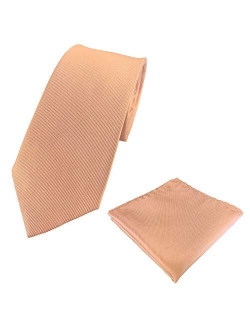 Mens 100% Silk Solid Plain Tie Wedding Business Formal Necktie & Pocket Square Set 6-8CM