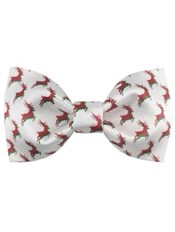 Mens 100% Satin Silk Pre-tied Solid Bowtie Christmas Elk Bow Ties