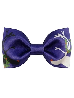 Mens 100% Satin Silk Pre-tied Solid Bowtie Christmas Elk Bow Ties