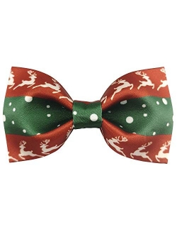 Mens 100% Satin Silk Pre-tied Solid Bowtie Christmas Elk Bow Ties