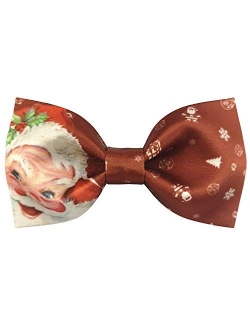 Mens 100% Satin Silk Pre-tied Solid Bowtie Santa Claus Bow Ties