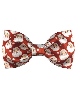 Mens 100% Satin Silk Pre-tied Solid Bowtie Santa Claus Bow Ties