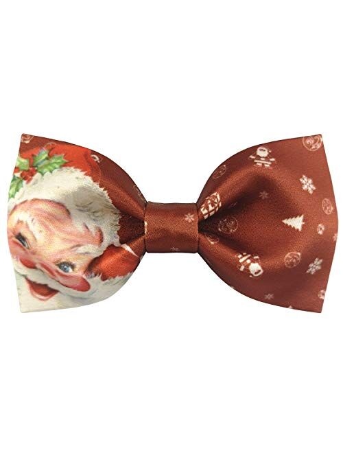 GUUNIEE Mens 100% Satin Silk Pre-tied Solid Bowtie Santa Claus Bow Ties