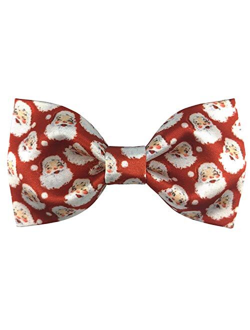 GUUNIEE Mens 100% Satin Silk Pre-tied Solid Bowtie Santa Claus Bow Ties