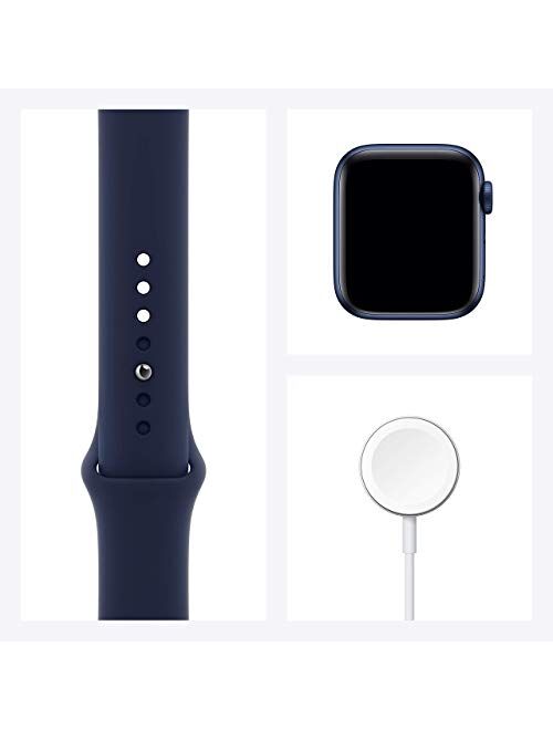 Apple Watch Series 6 (GPS, 44mm) - Blue Aluminum Case with Deep Navy Sport Band (Renewed)