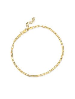 Italian 18kt Gold Over Sterling Paper Clip Link Anklet. 9 inches