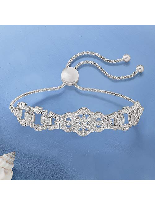 Ross-Simons 0.25 ct. t.w. Diamond Openwork Bolo Bracelet in Sterling Silver