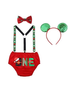 Baby Boys Cake Smash Outfits Wild One Crown for 1st 2nd Birthday Party 4PCS Shorts Bowtie Suspenders Headbands Clothes