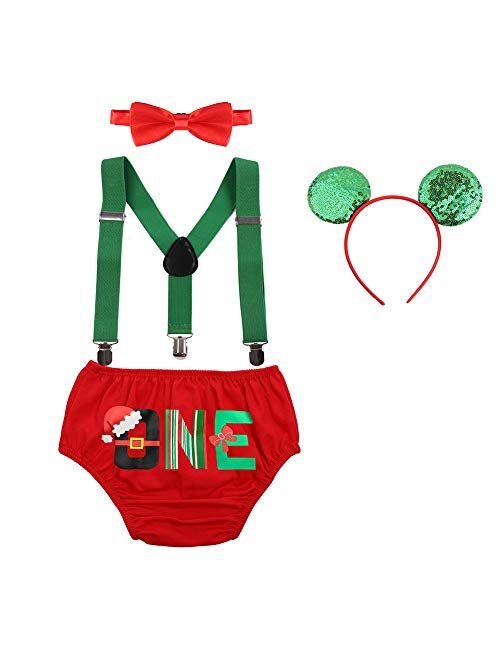 IBTOM CASTLE Baby Boys Cake Smash Outfits Wild One Crown for 1st 2nd Birthday Party 4PCS Shorts Bowtie Suspenders Headbands Clothes