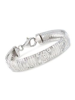 Italian Sterling Silver Diamond-Cut Omega Bracelet