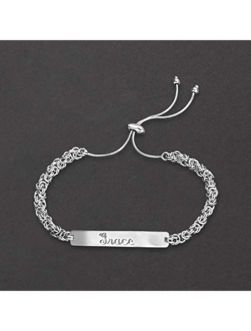 Ross-Simons Sterling Silver Name Plate Id Byzantine Bolo Bracelet