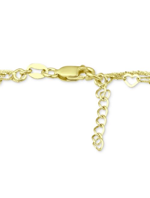 Double Row Heart Ankle Bracelet in 18k Gold-Plated Sterling Silver & Sterling Silver, Created for Macy's