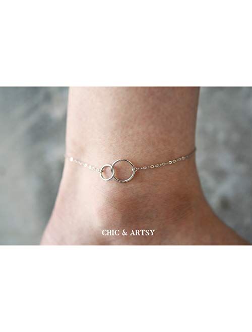 925 Sterling Silver Ankle Bracelet Multilayer Anklets for Women Satellite, Star, Cross, Circle, Butterfly, Teardrop, Oval Disk Layered Anklet Beach Jewelry