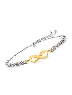 2-Tone Sterling Silver Byzantine Infinity Bolo Bracelet