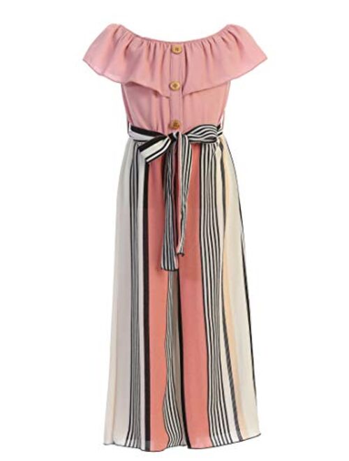 iGirlDress Girls Wide Leg Off Shoulder Elegant High Waist Rompers Palazzo Pants Trousers Jumpsuits USA 4-14