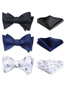 Bow Ties for Men 3pcs Mixed Self-Tie Bow tie and Pocket Square Set Classic Formal Tuxedo Wedding & Party Bowtie