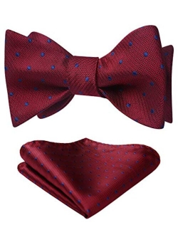 Men's Bow Ties Polka Dots Silk Self-Tie Bow Tie Formal Business & Tuxedo Wedding Bowtie and Pocket Square Set