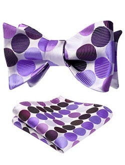 Men's Bow Ties Polka Dots Silk Self-Tie Bow Tie Formal Business & Tuxedo Wedding Bowtie and Pocket Square Set